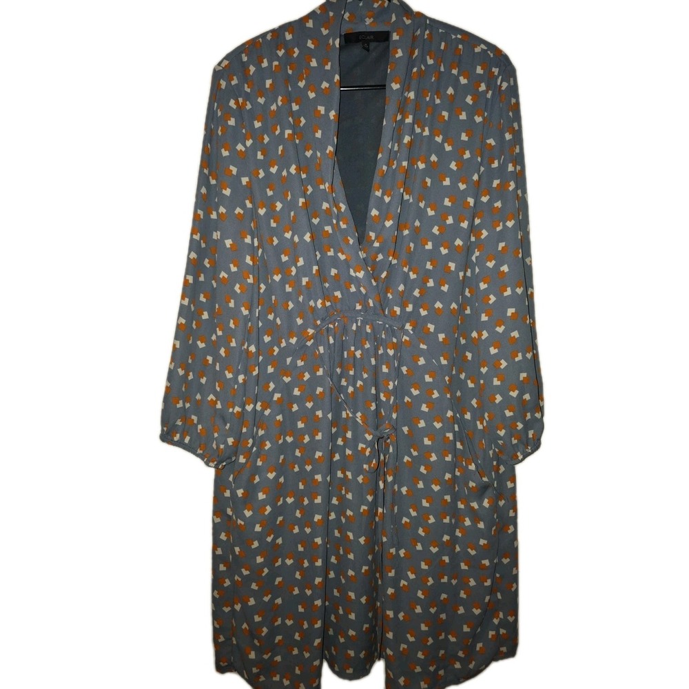 ECLAIR Colorful Triangle Pattern Tie Waist Pocketed Shift Dress SZ M‎